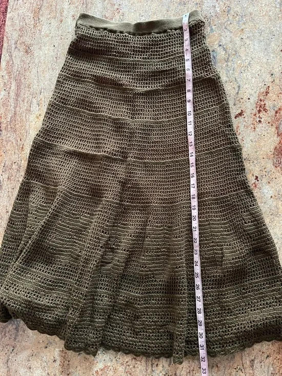 Sleeping on Snow Knit Flared Midi Skirt - Olive - Picture 6 of 6